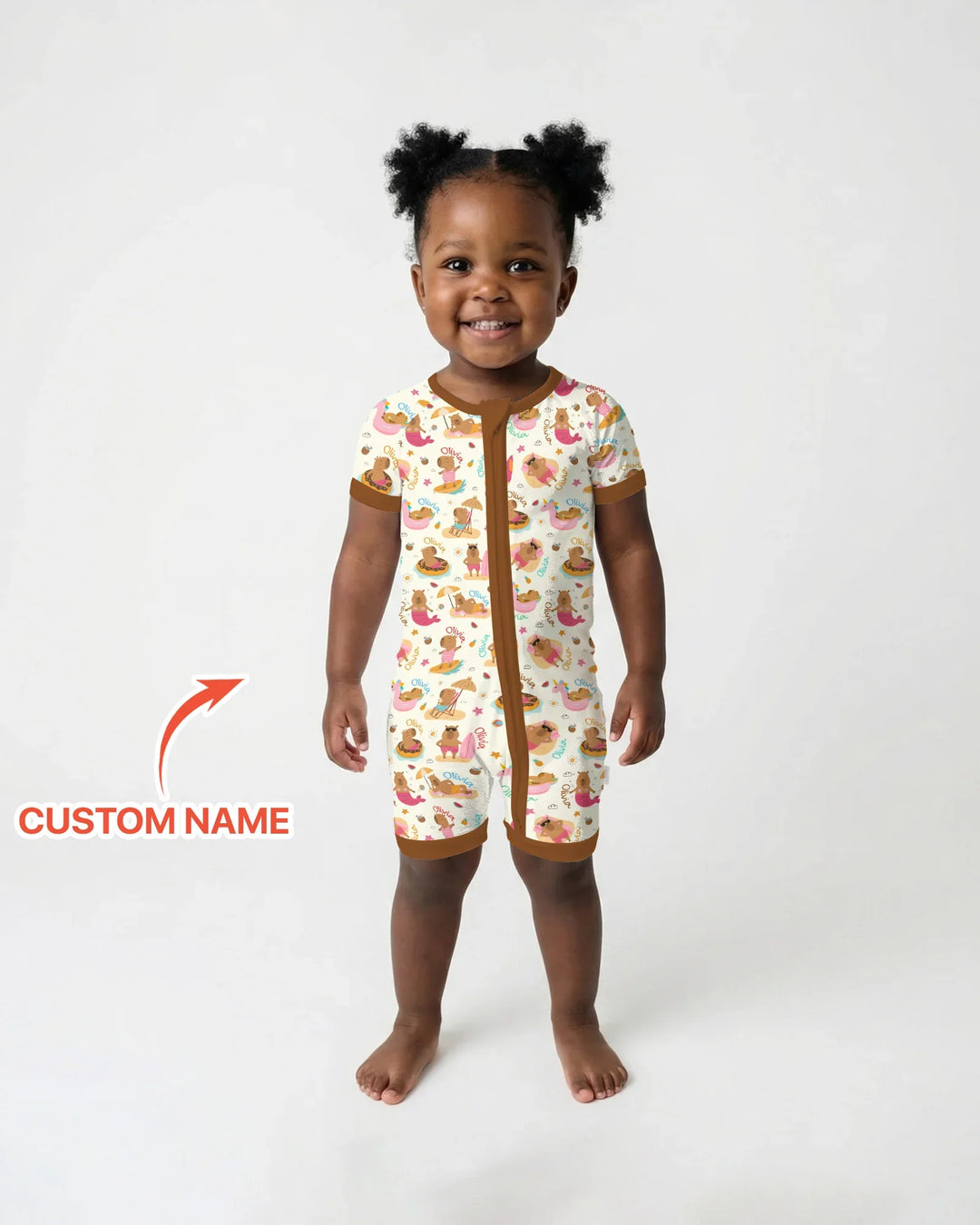 Don't Worry, Be Capy Custom Name Bamboo Shorty Zippy