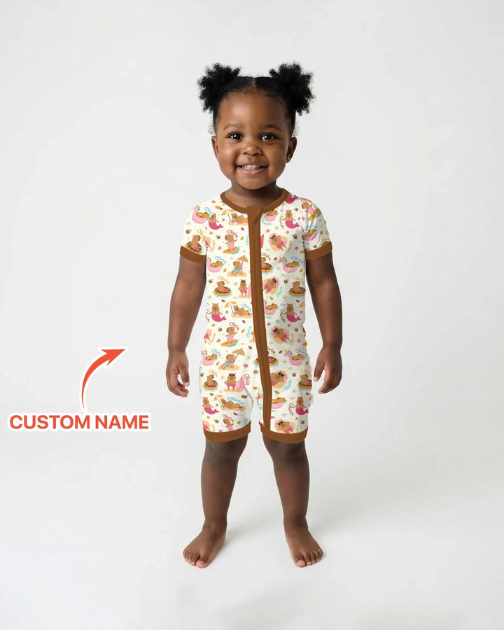 Don't Worry, Be Capy Custom Name Bamboo Shorty Zippy