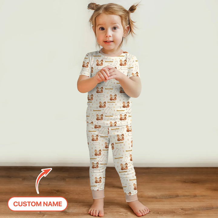 Bohemian Baby Zodiac Signs Custom Name Bamboo Two Piece Short Sleeve Pajama Set
