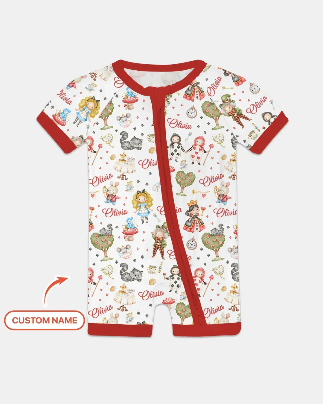 Whimsical Wonderland Tea Party Custom Name Bamboo Shorty Zippy