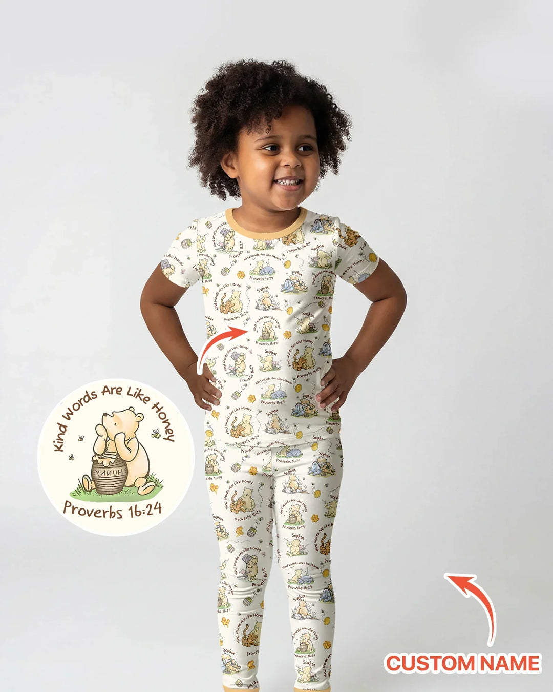 Kind Words Are Like Honey Custom Name Bamboo Two Piece Short Sleeve Pajama Set