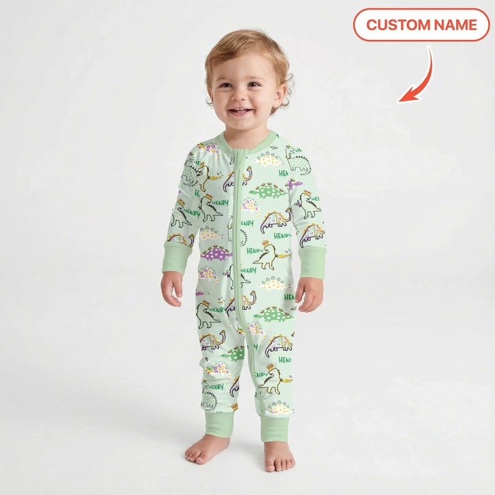 Custom Name Mardi Gras Saurus Bamboo Convertible Zippy