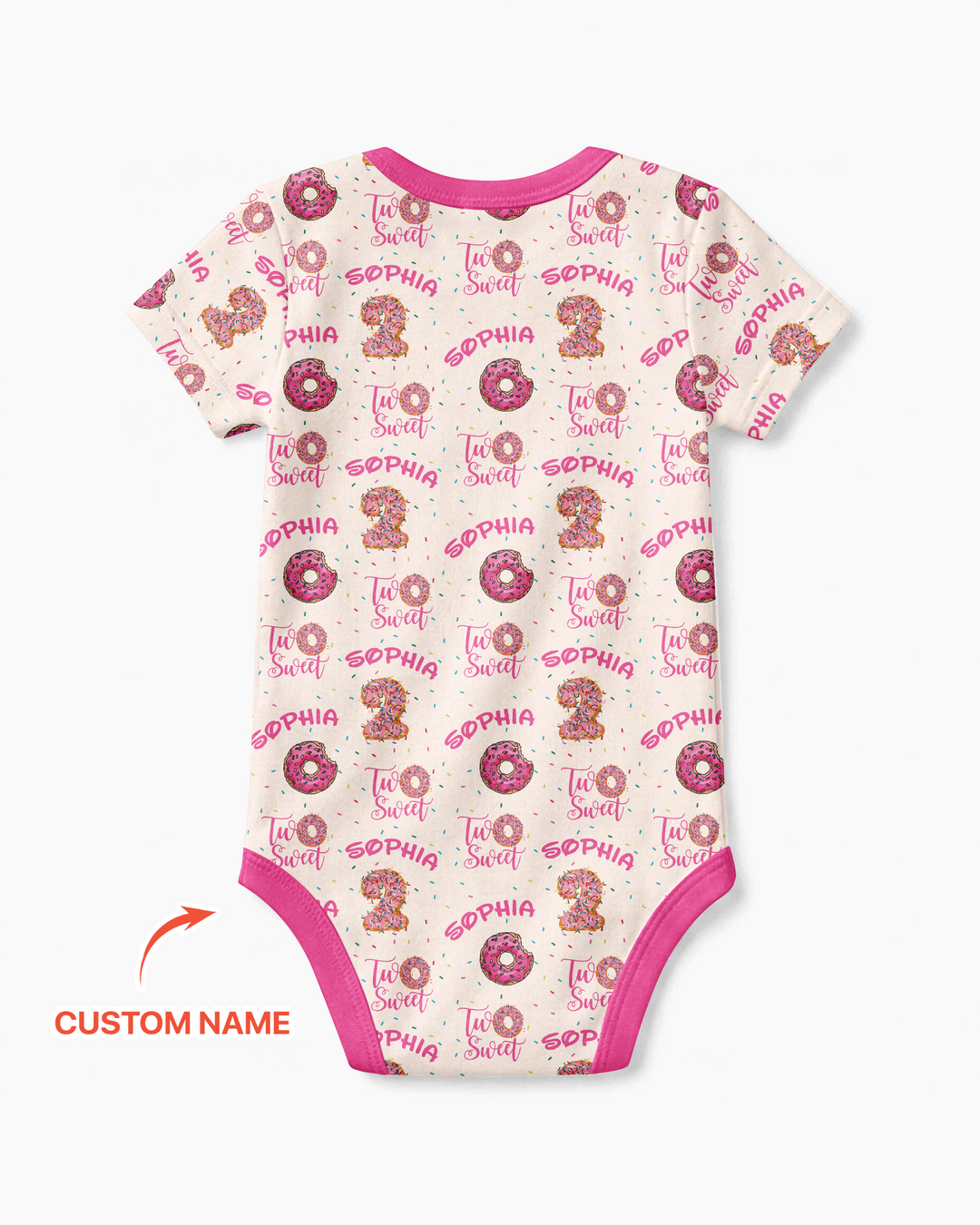 Custom Name Two Sweet Donut Bamboo Bodysuit