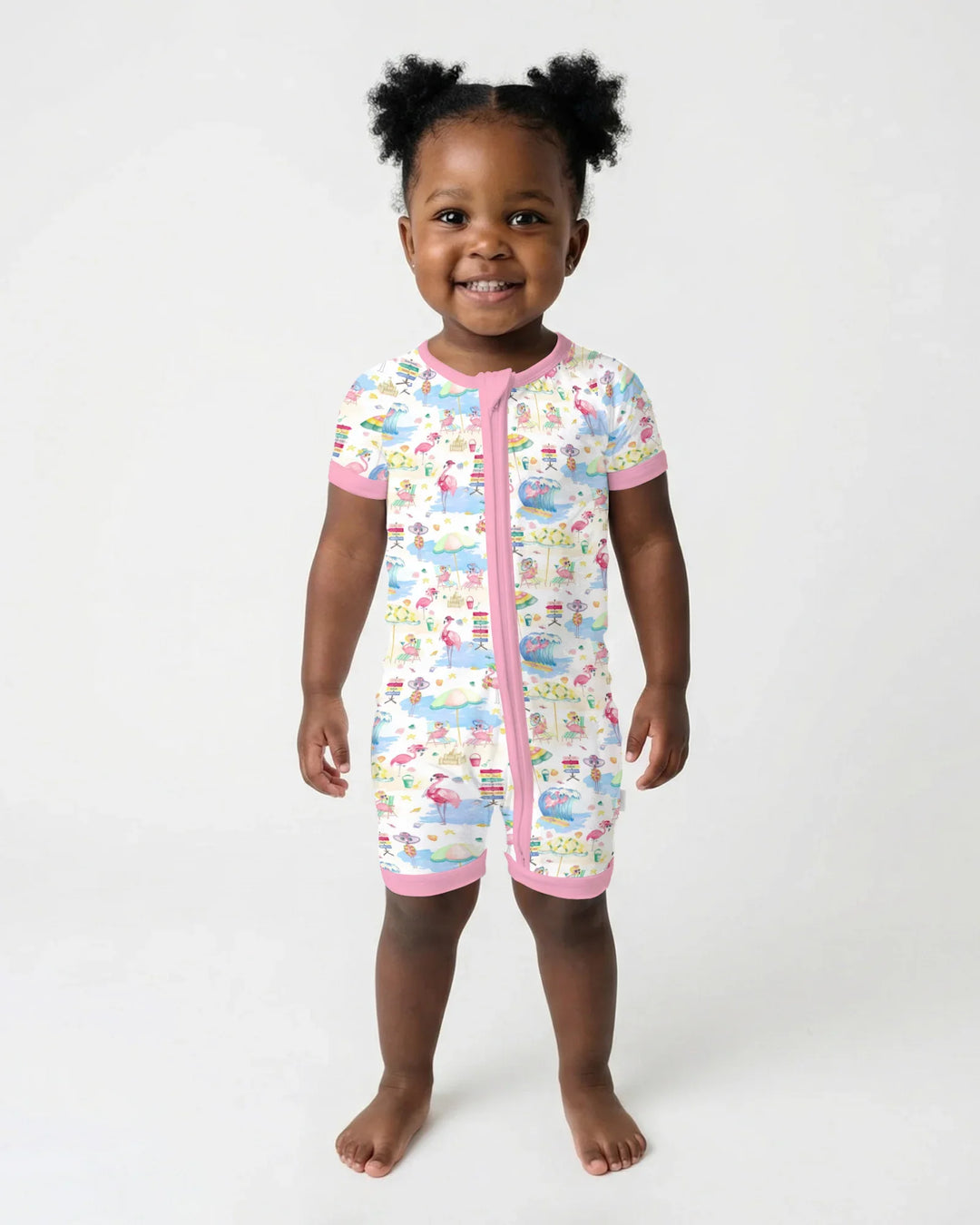 Flamingo Beach Family Matching Bamboo Shorty Zippy