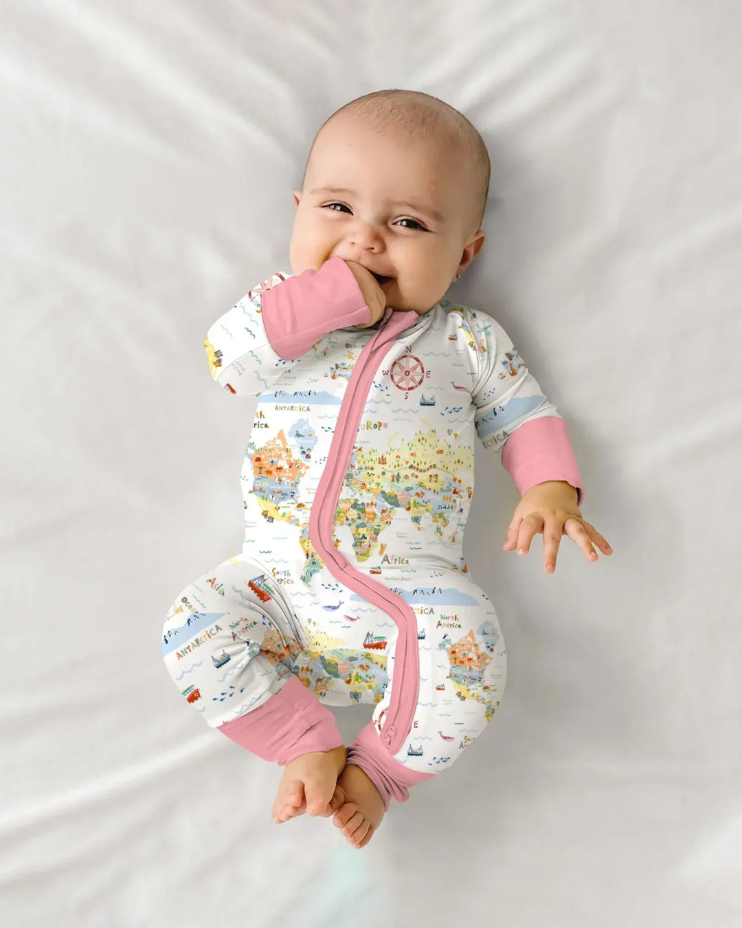 Whimsical World Map Family Matching Bamboo Convertible Zippy