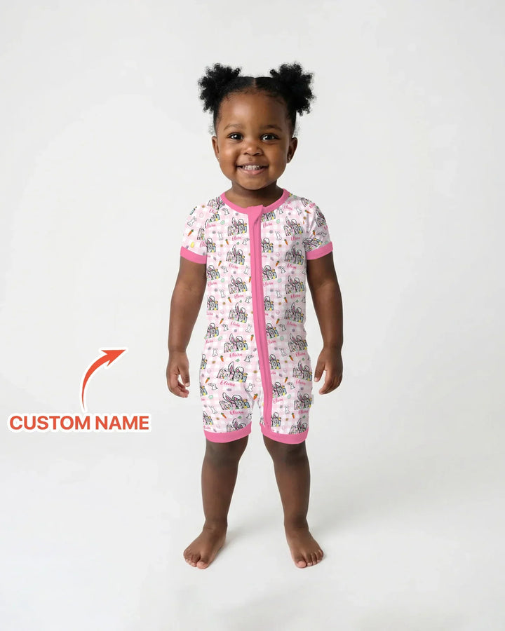 Custom Name Easter Family Matching Bamboo Shorty Zippy