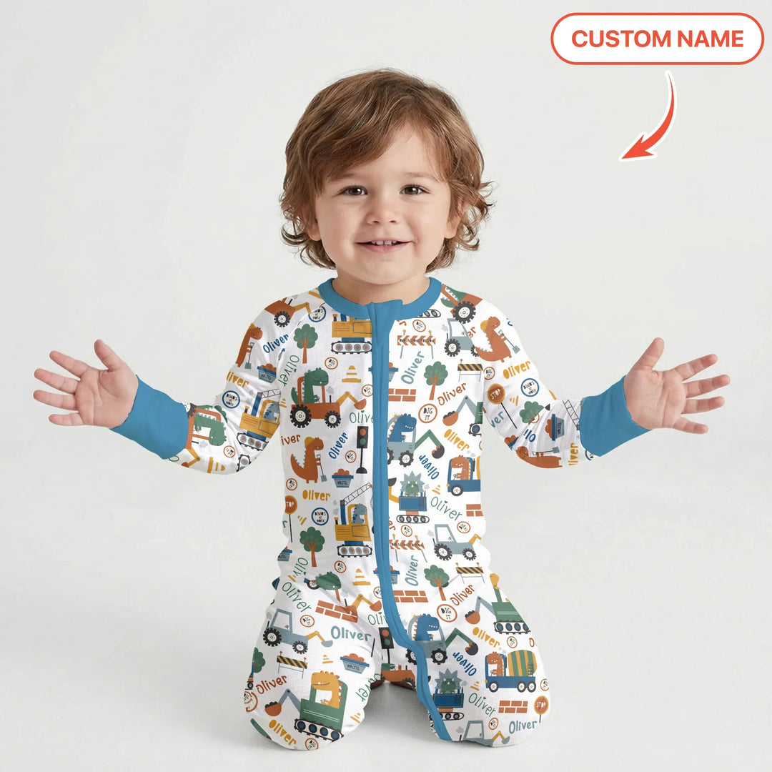 Custom Name Dino Diggers Bamboo Convertible Zippy