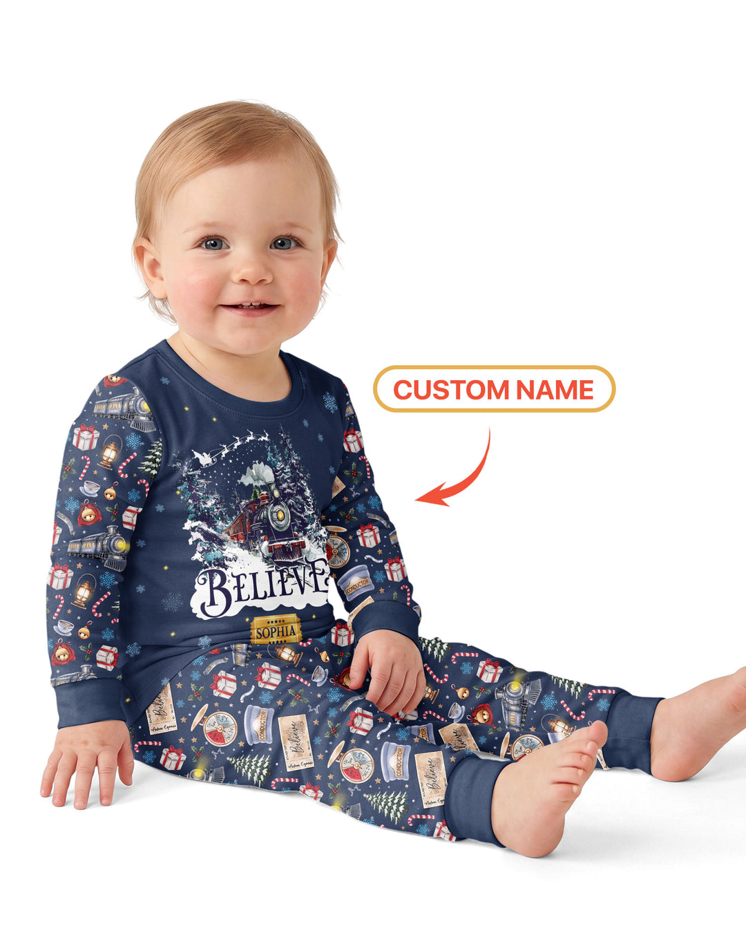 Believe Train Bamboo Two Piece Long Sleeve Pajama Set