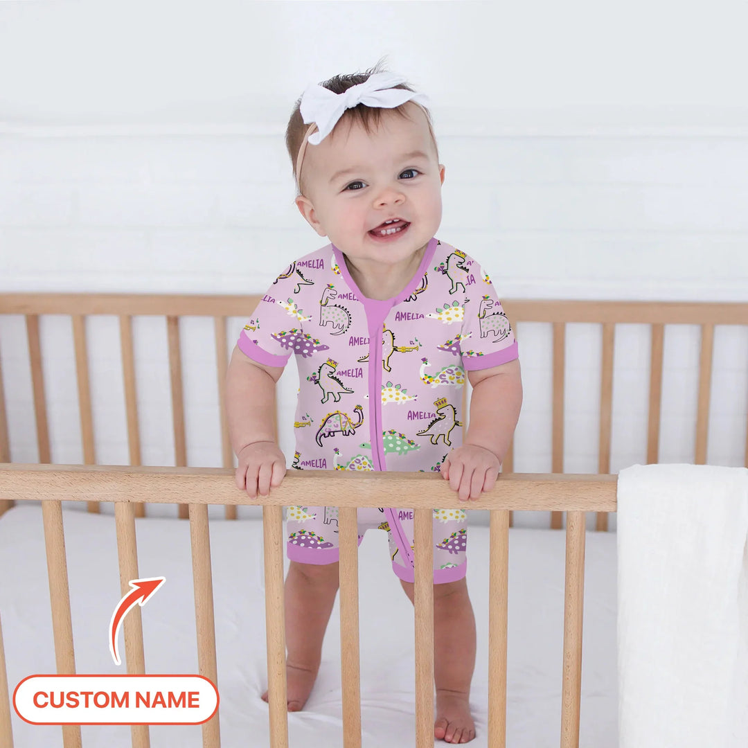 Custom Name Mardi Gras Saurus Bamboo Shorty Zippy