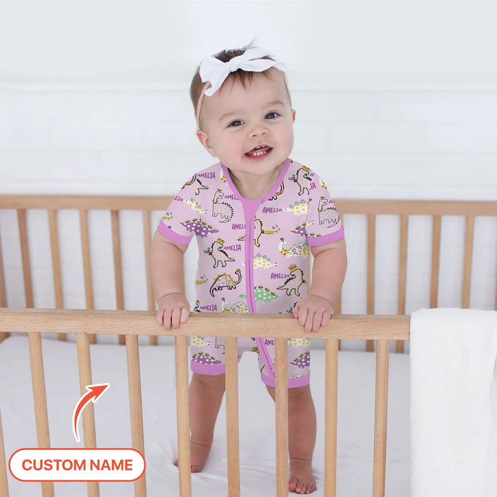 Custom Name Mardi Gras Saurus Bamboo Shorty Zippy