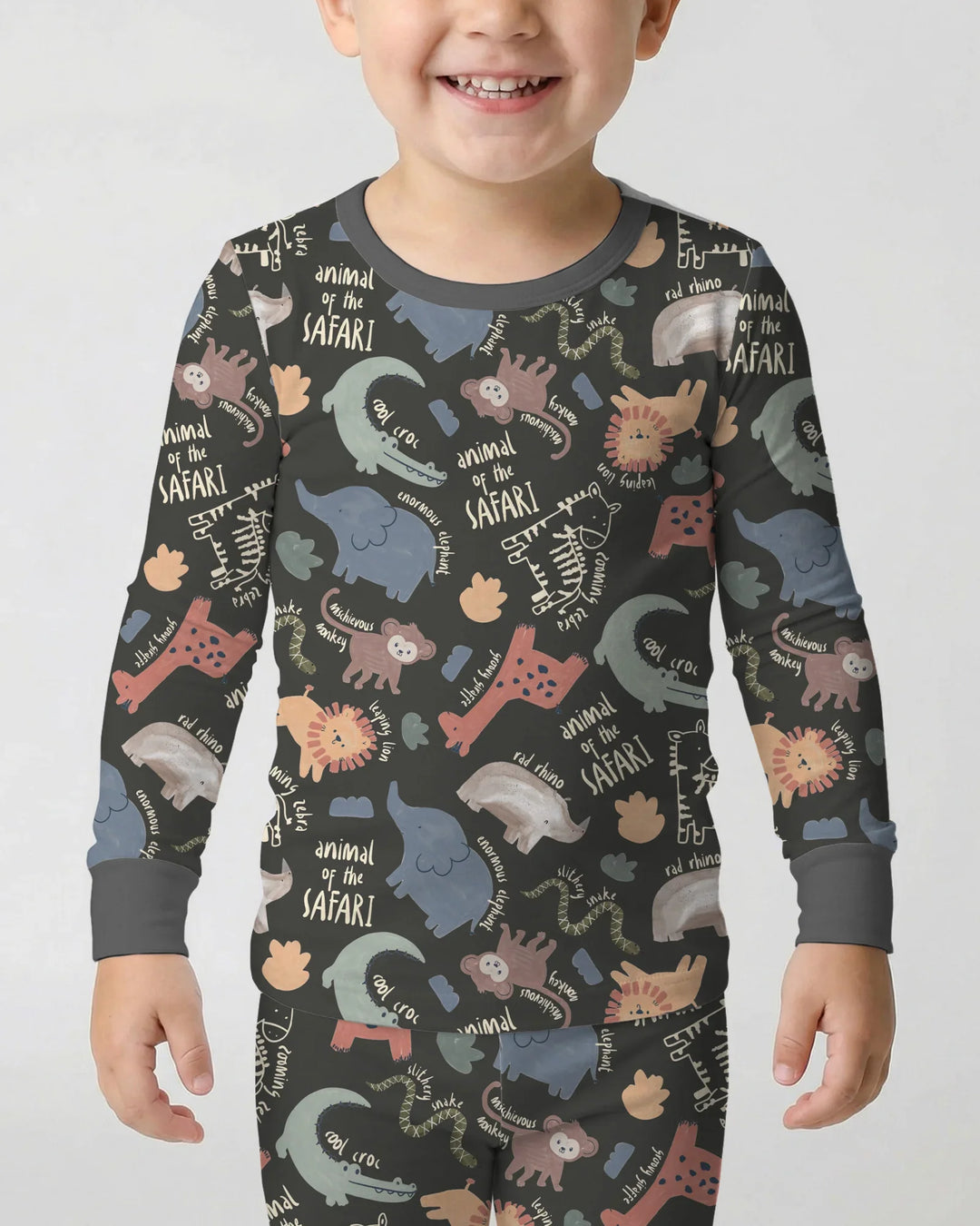 Funny African Animals Bamboo Two Piece Long Sleeve Pajama Set