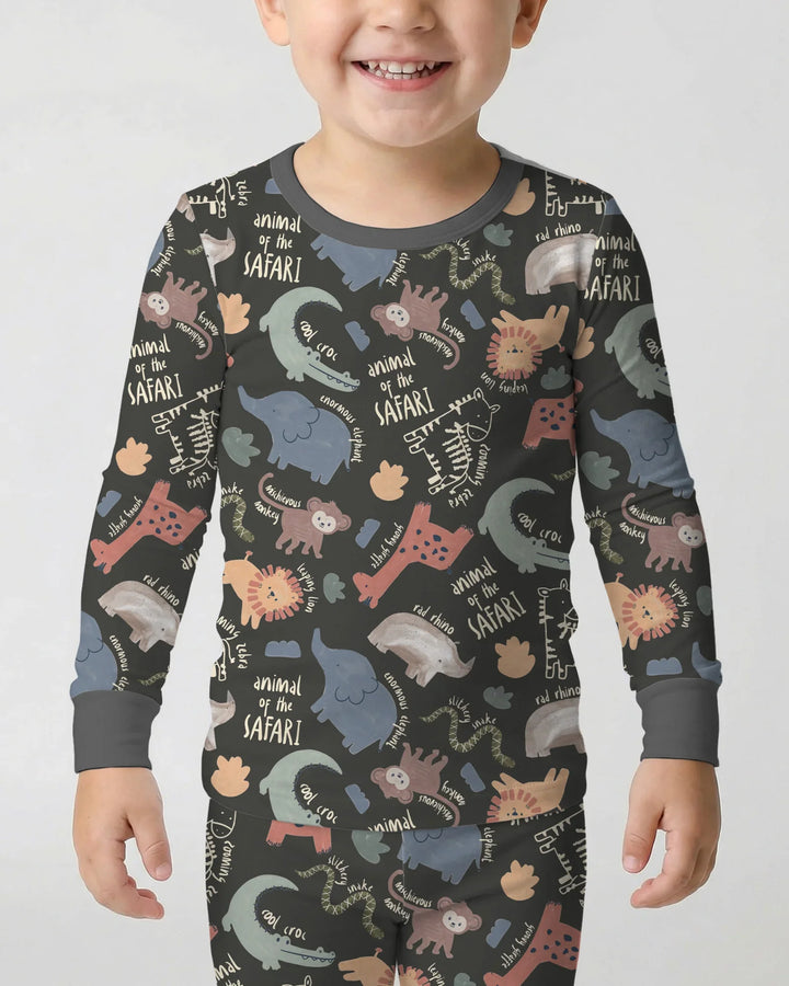 Funny African Animals Bamboo Two Piece Long Sleeve Pajama Set