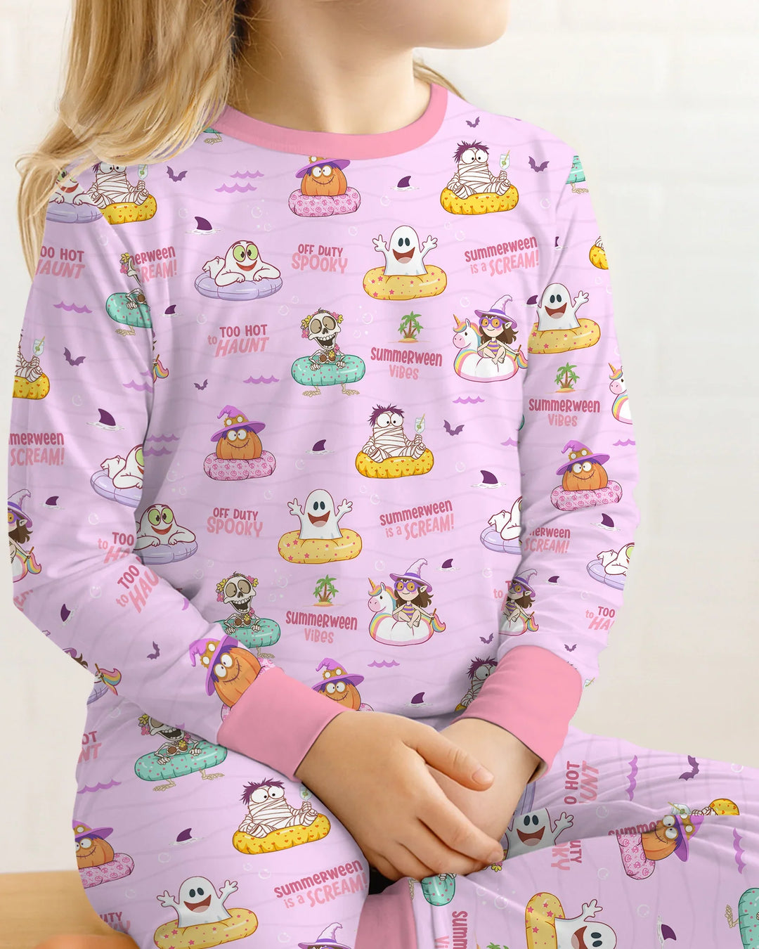 Summerween Cartoon Bamboo Two Piece Long Sleeve Pajama Set