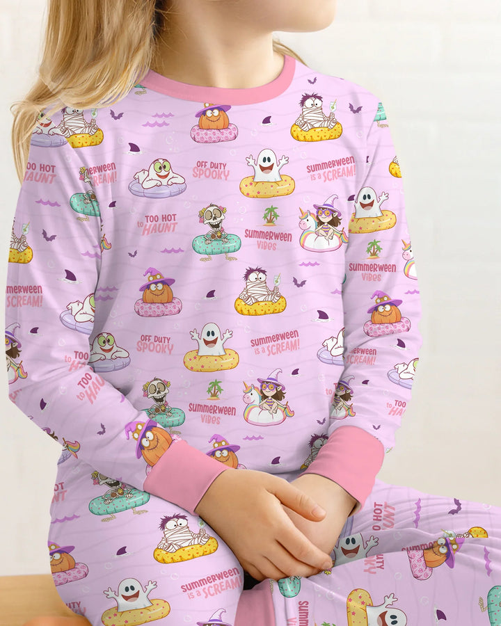 Summerween Cartoon Bamboo Two Piece Long Sleeve Pajama Set