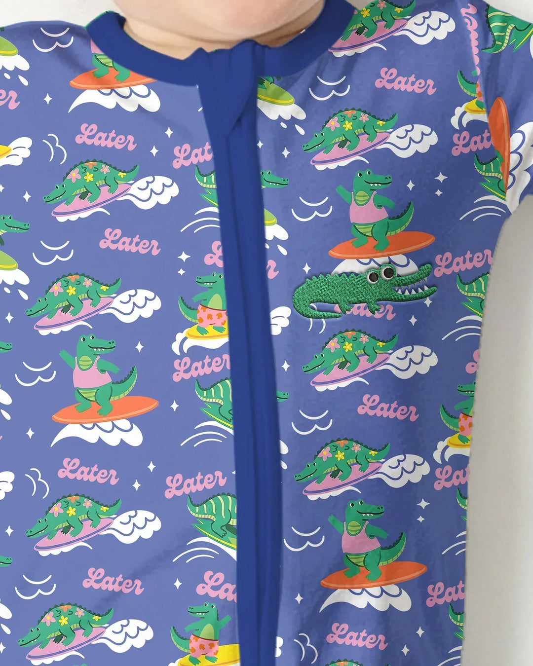 Embroidered Summer Alligator Bamboo Convertible Zippy