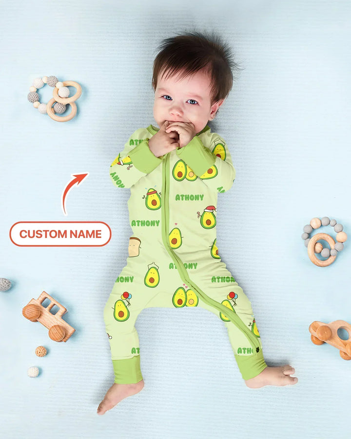 Custom Name Cute Avocado Bamboo Convertible Zippy