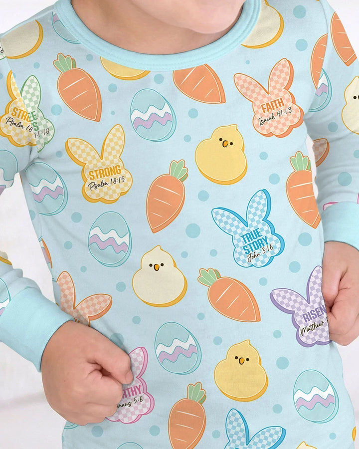 Easter Christian Bunny Bamboo Two Piece Long Sleeve Pajama Set