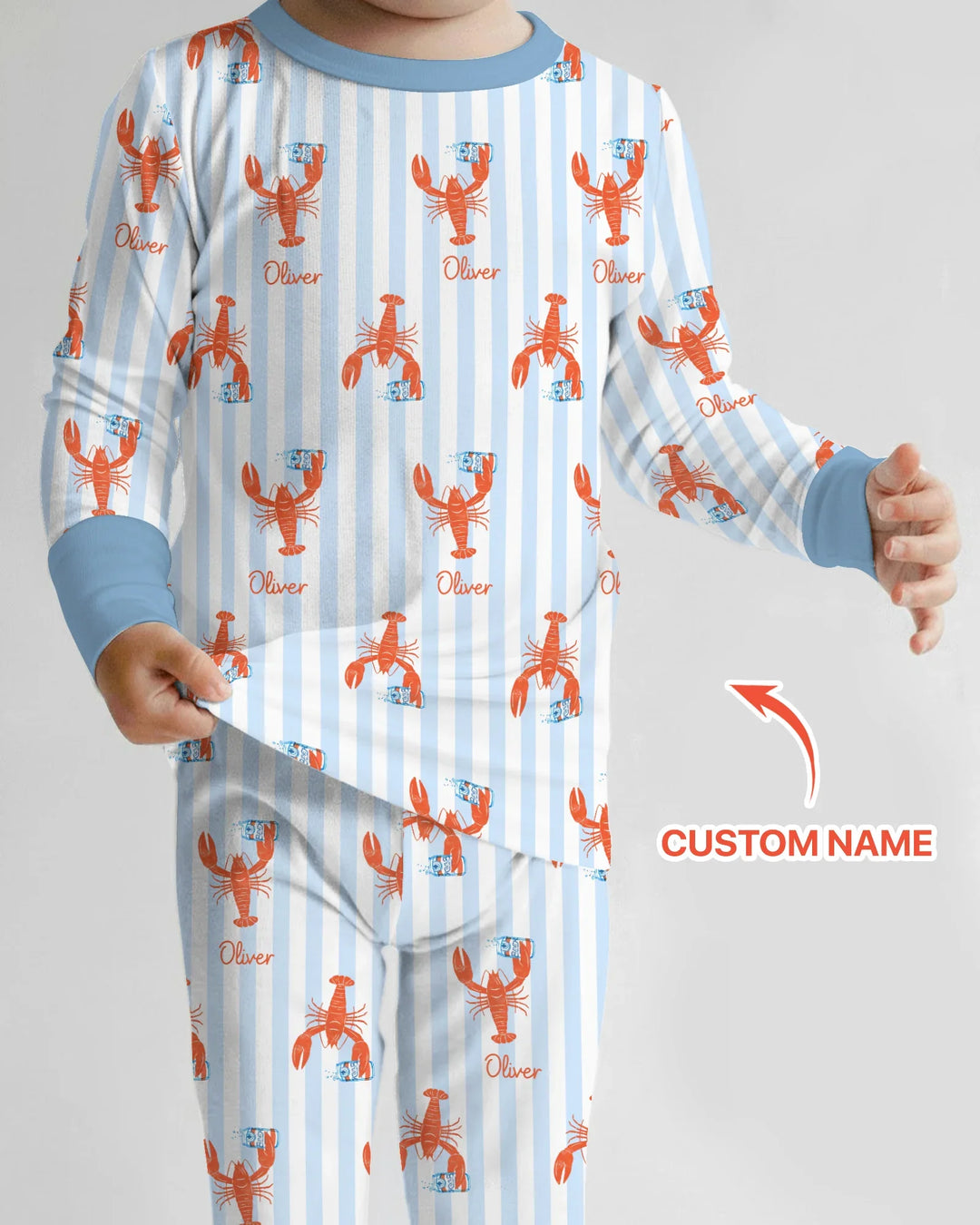 Custom Name Crawfish Beer Season Bamboo Two Piece Long Sleeve Pajama Set