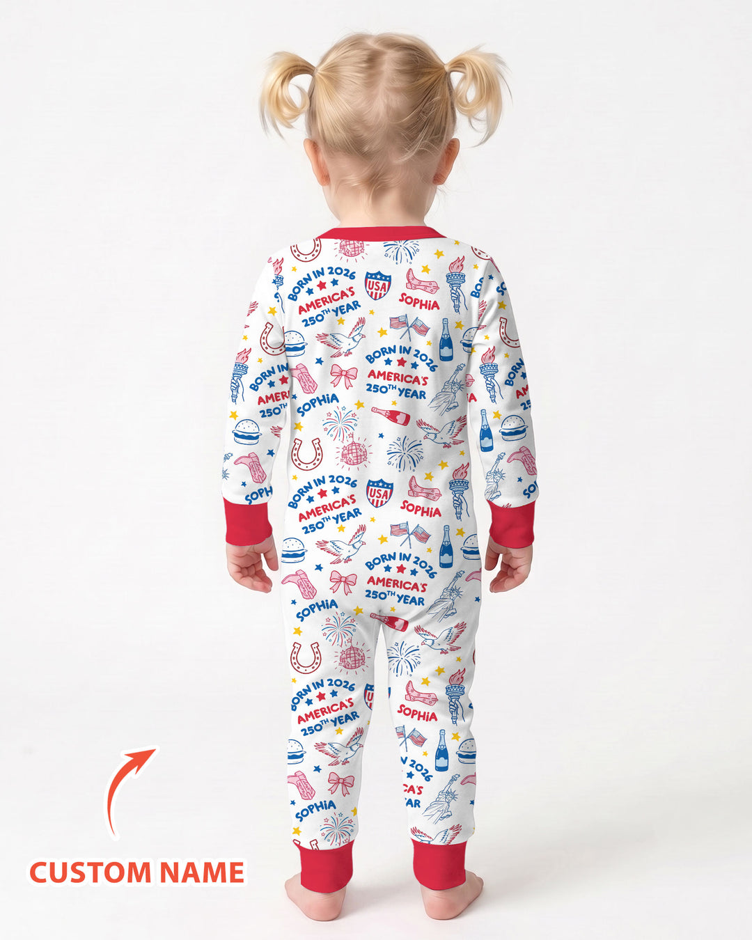Born in 2026 America’s 250th Year Custom Name Bamboo Convertible Zippy