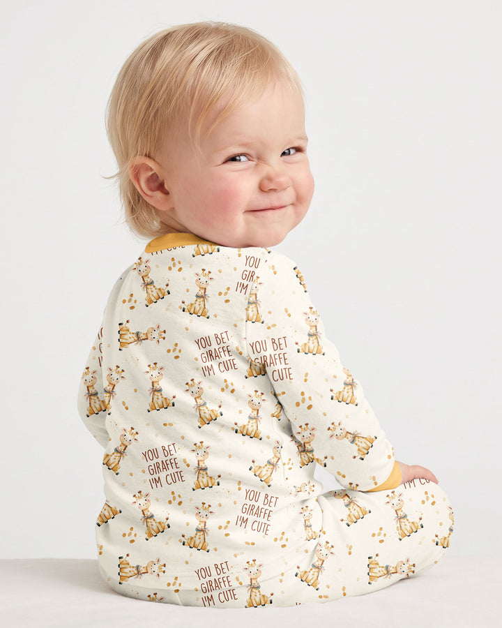 You Bet Giraffe I'm Cute Bamboo Two Piece Long Sleeve Pajama Set