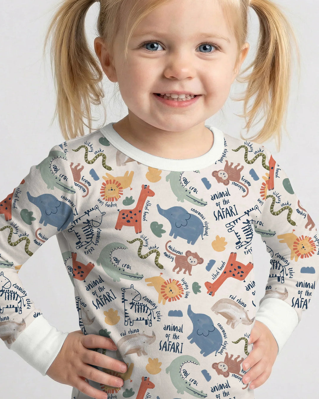 Funny African Animals Bamboo Two Piece Long Sleeve Pajama Set