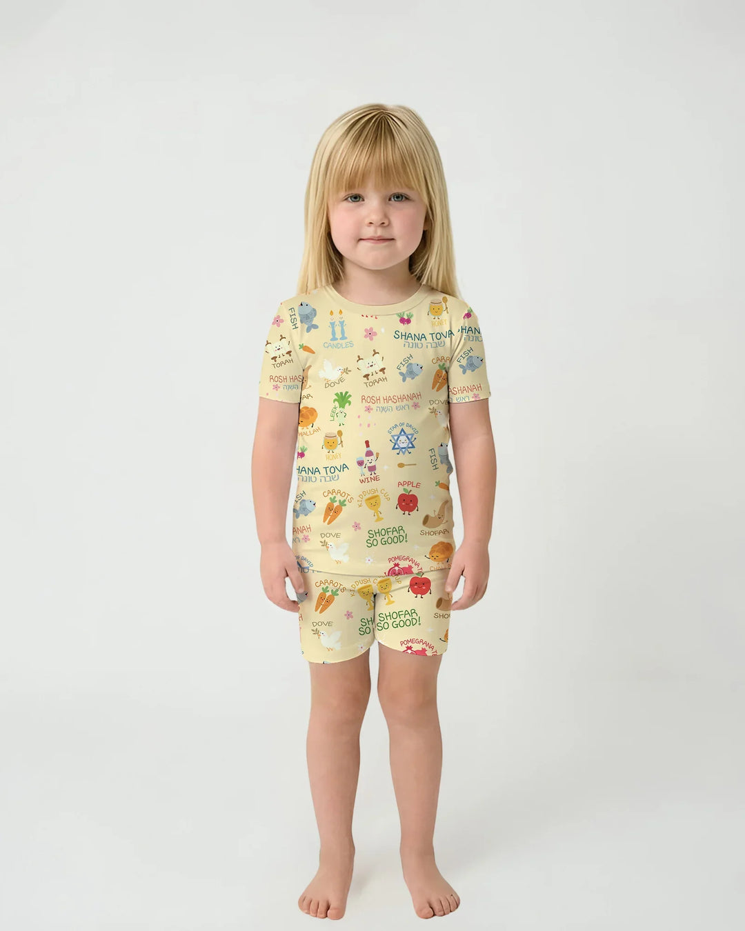 Family Rosh Hashanah Matching Bamboo Two Piece Short Sleeve Shorts Pajama Set