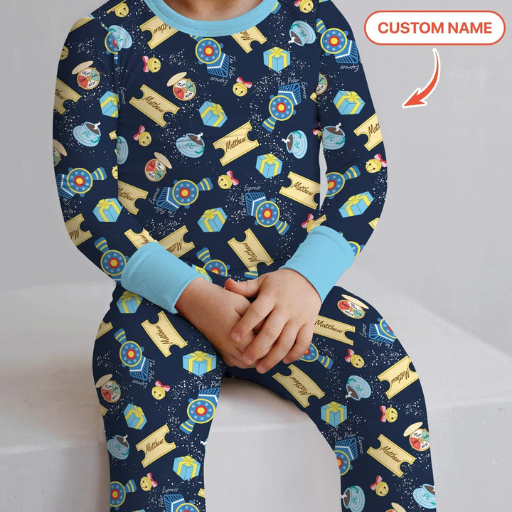 Express Train Christmas Bamboo Two Piece Long Sleeve Pajama Set