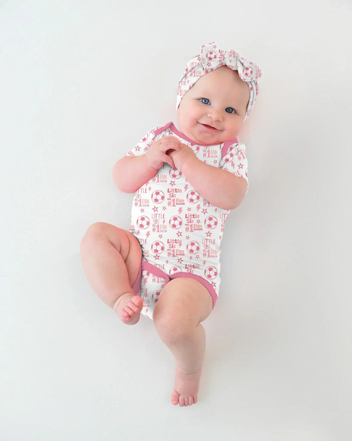 Little Sister and Bro #1 Fan Soccer Bamboo Bodysuit