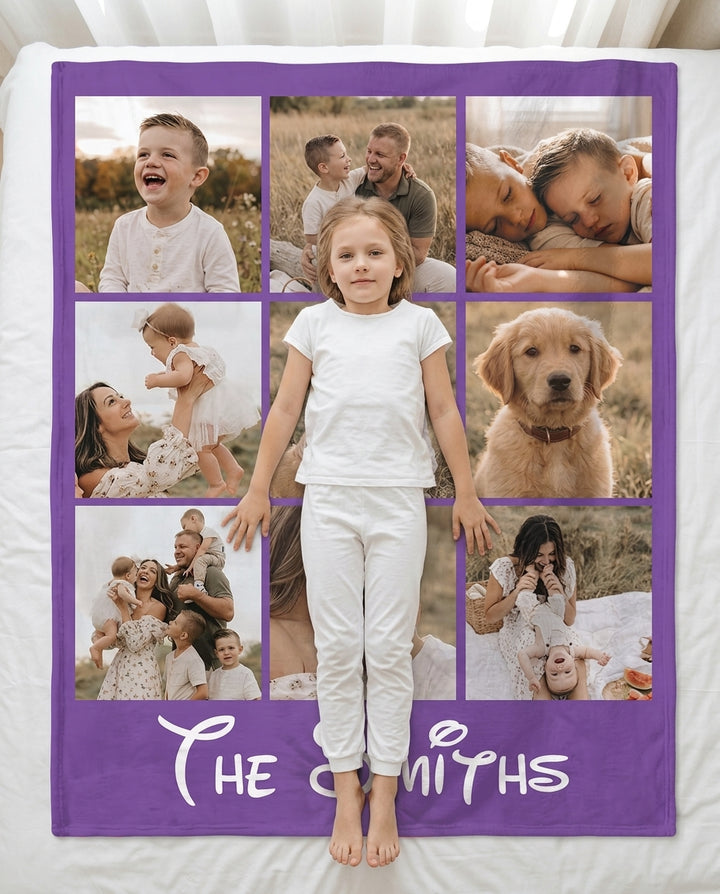 Custom Photo Collage Family Bamboo Blanket