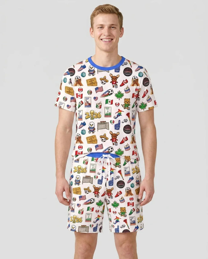 Soccer Cup 2026 Family Matching Bamboo Men Short Sleeve Short Pajama Set