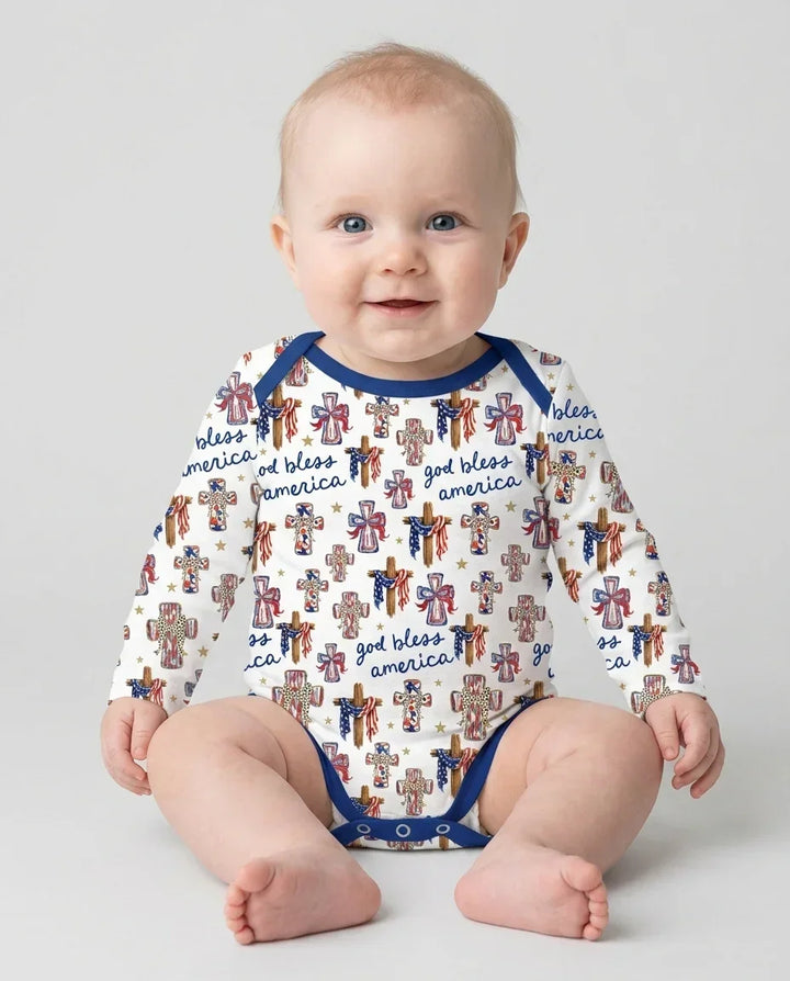 God Bless America Family Matching Bamboo Bodysuit