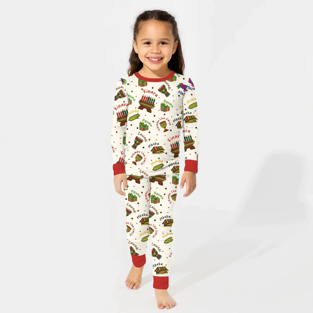 Happy Kwanzaa Family Matching Bamboo Two Piece Long Sleeve Pajama Set