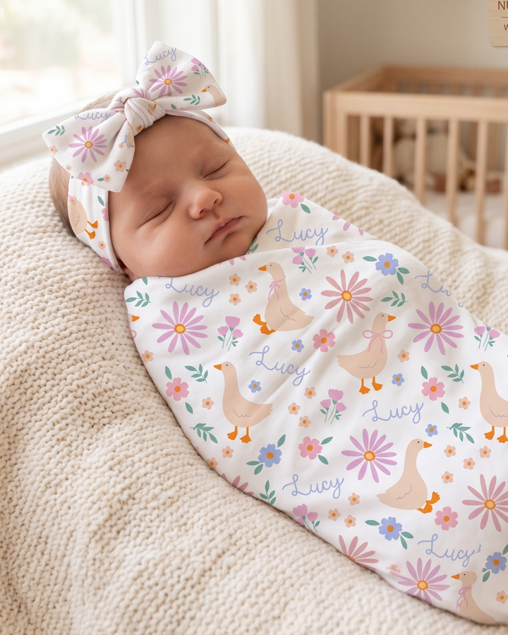 Daisy Duckling Bamboo Swaddle Blanket