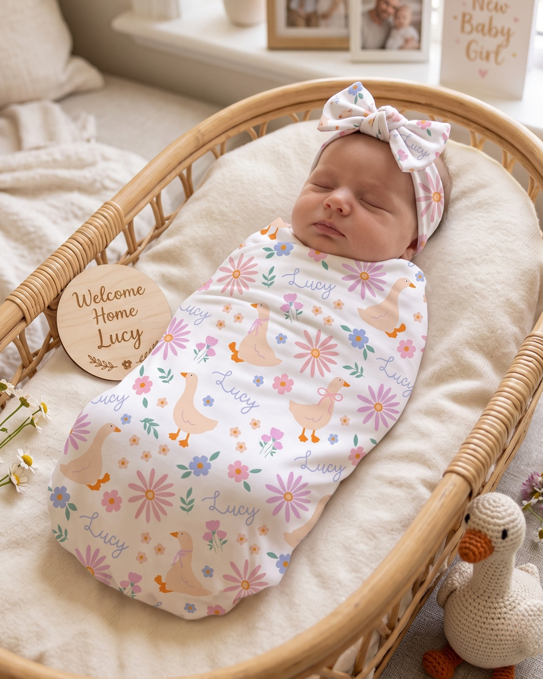 Daisy Duckling Bamboo Swaddle Blanket