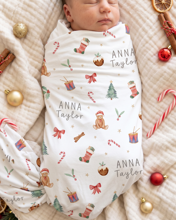 Merry Little Christmas Bamboo Swaddle Blanket