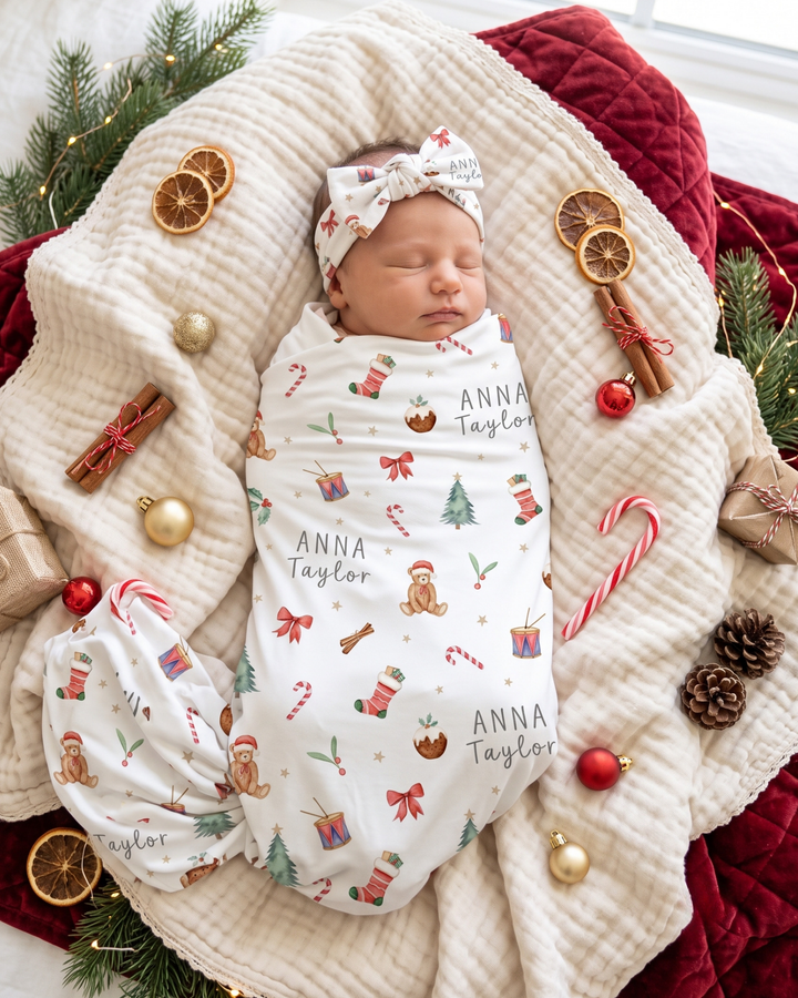 Merry Little Christmas Bamboo Swaddle Blanket
