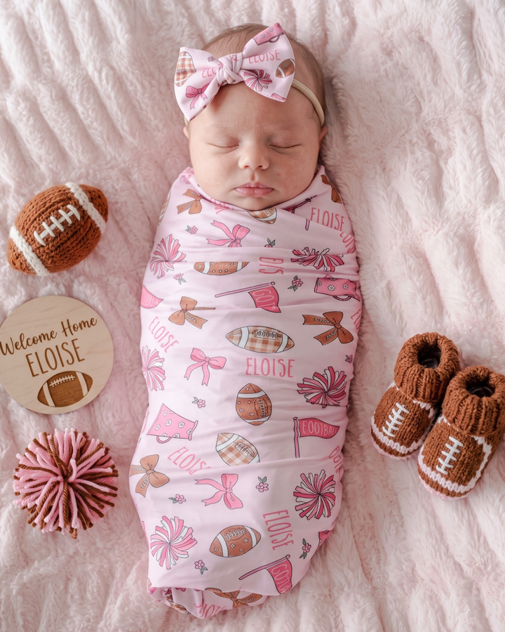 Sweet Football Cheer Bamboo Swaddle Blanket