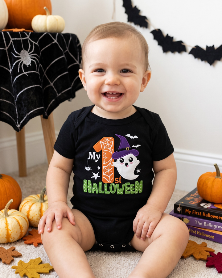 First Spooky Season Applique Embroidered Bamboo Bodysuit