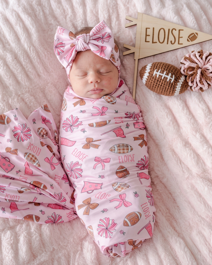Sweet Football Cheer Bamboo Swaddle Blanket