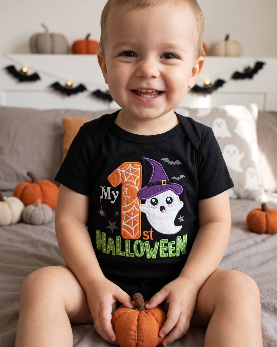 First Spooky Season Applique Embroidered Bamboo Bodysuit