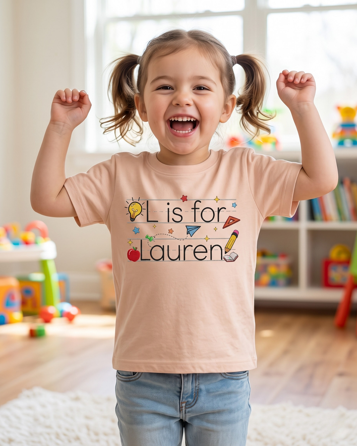 Custom Name Creative World Embroidered Bamboo Crewneck T-Shirt