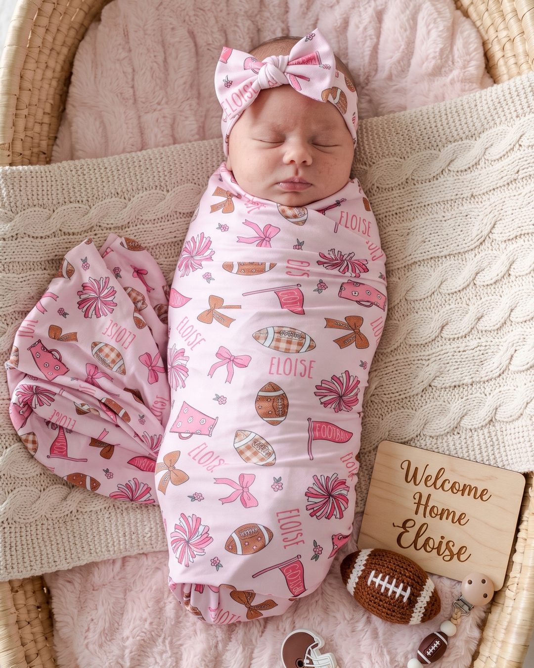 Sweet Football Cheer Bamboo Swaddle Blanket