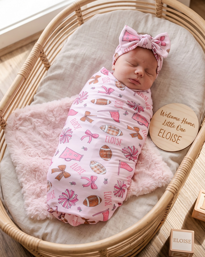 Sweet Football Cheer Bamboo Swaddle Blanket