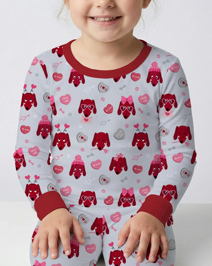 Dachshund Is My Valentine Bamboo Two Piece Long Sleeve Pajama Set