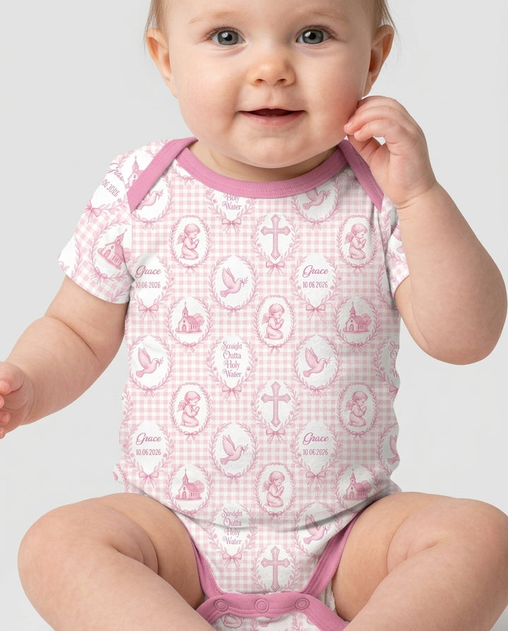 Custom Name Baptism Straight Outta Holy Water Bamboo Bodysuit