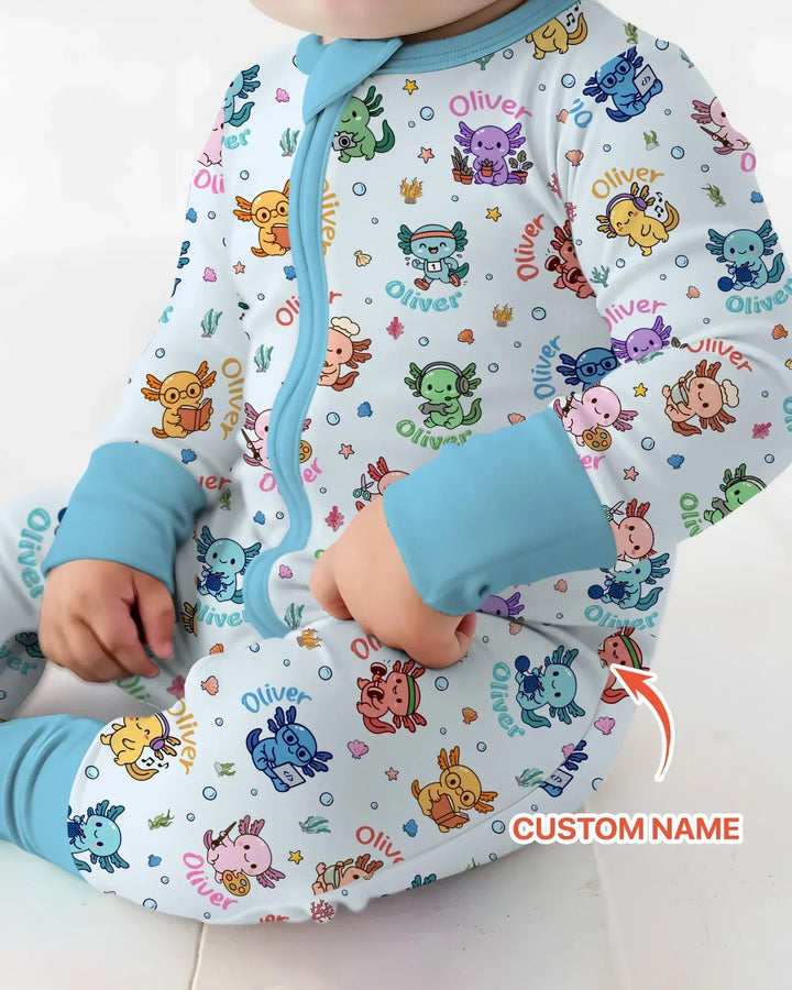 Custom Name Cute Hobby Axolotl Bamboo Convertible Zippy