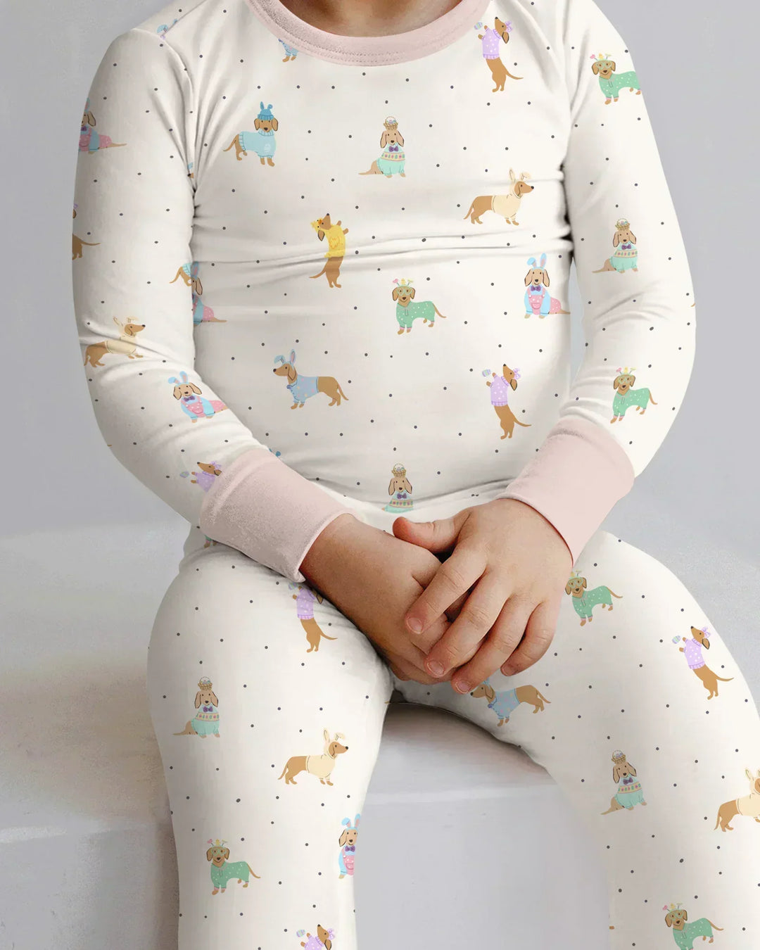 Easter Dachshund Bamboo Two Piece Long Sleeve Pajama Set