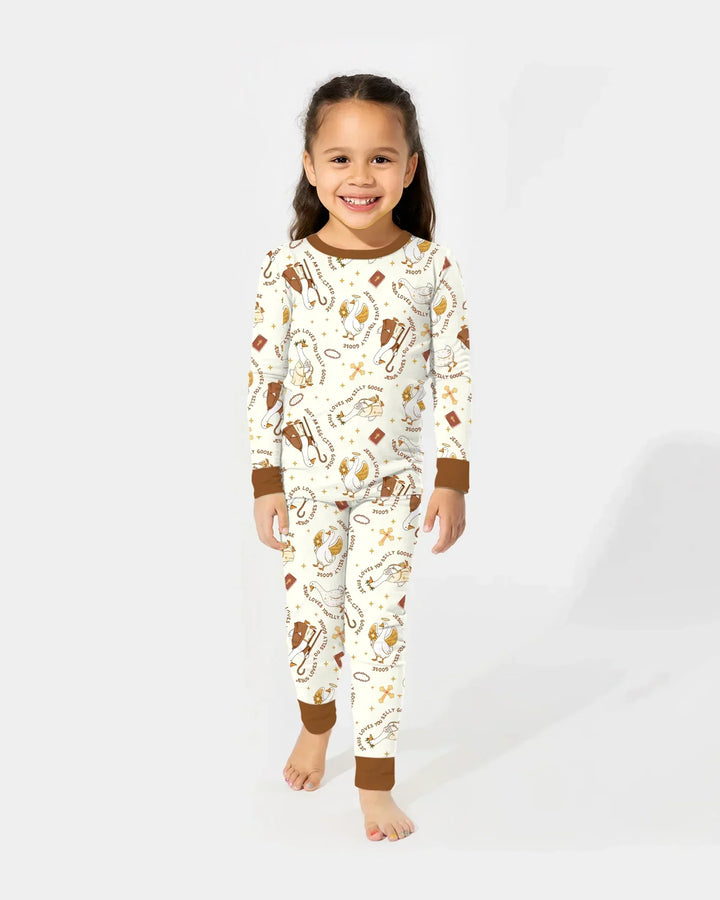Jesus Loves You Silly Goose Bamboo Two Piece Long Sleeve Pajama Set