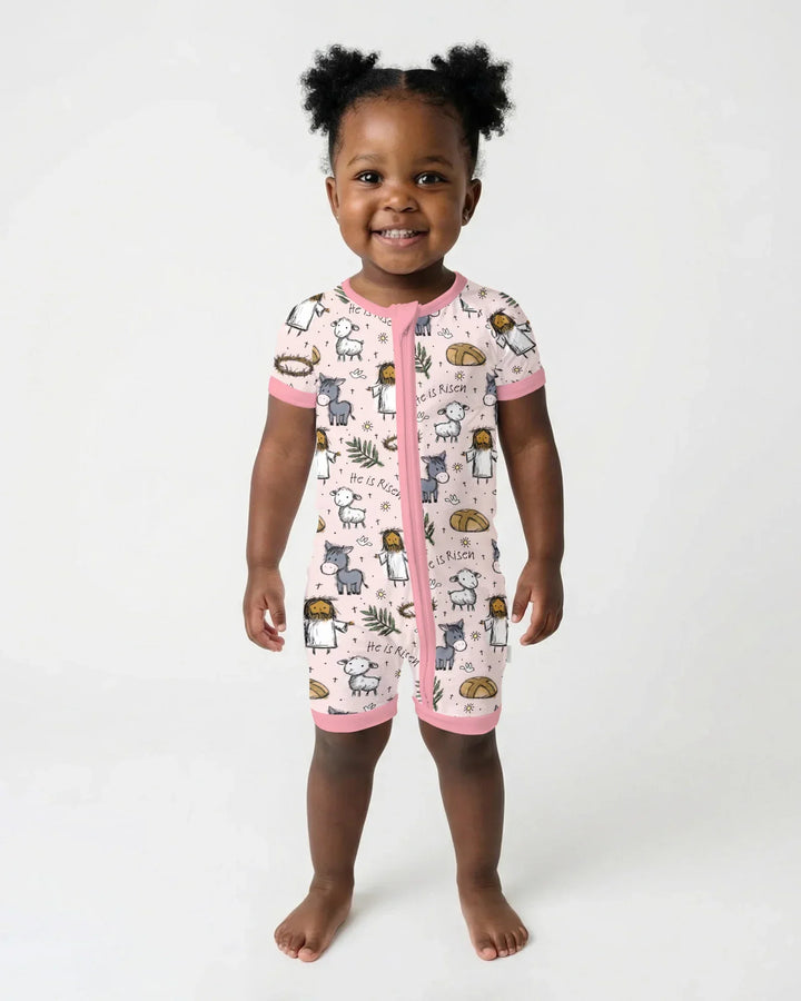 He Is Risen Easter Family Matching Bamboo Shorty Zippy