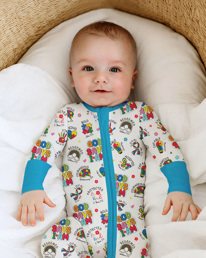 God Says I Am Autism Awareness Bamboo Convertible Zippy